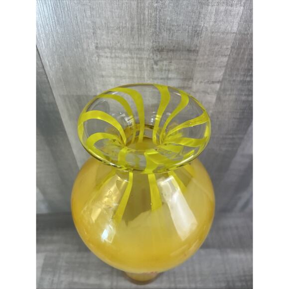 VTG Murano Glass Sunburst Vase Italy Yellow And Orange Heavy Art Deco - Picture 2 of 11